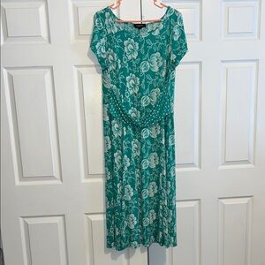 Perceptions Teal Floral Midi Dress